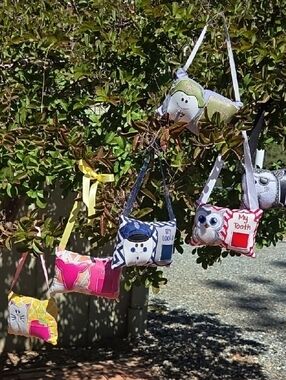 Assorted Small Fabric Tooth Fairy Pouches - Owl, Cat, Dog Designs